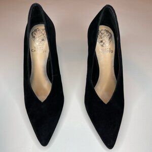 Vince Camuto Women's Ankia Ankle Pump Size 4 Pointed Black Suede High Heels